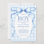 ブルーボウ　ベイビーボーイシャワー 招待状 (正面)