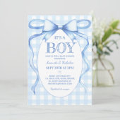 ブルーボウ　ベイビーボーイシャワー 招待状 (スタンド正面)