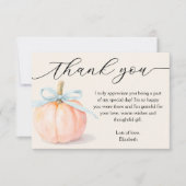 ブルーボウ リトルパンプキン ベビーシャワー サンクス ノートカード (正面)