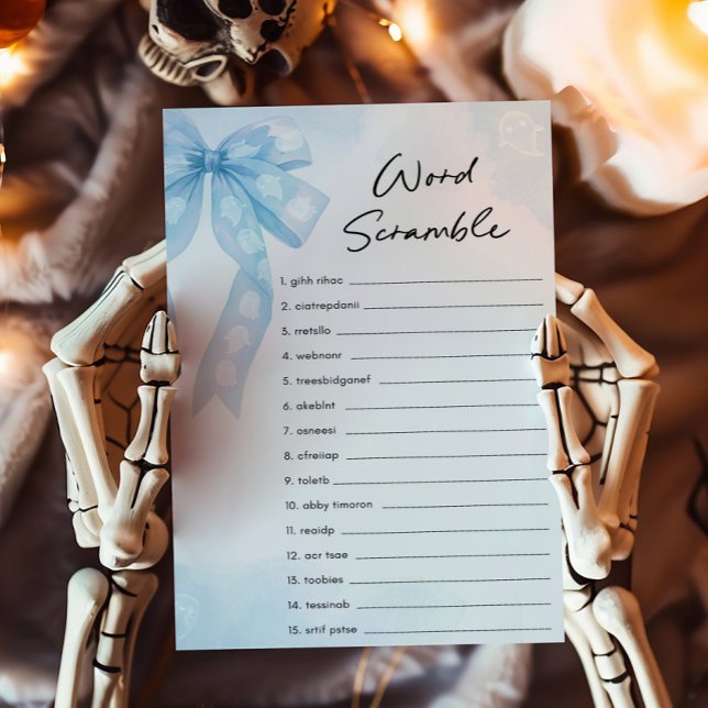 ブルーボウ リトルブー ワードスクランブルゲーム (Girl Coquette Halloween Baby Shower Word Scramble Game)