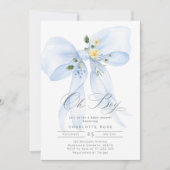 ブルーボウOhボーイウォーター色男の赤ちゃんシャワー 招待状 (正面)