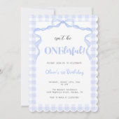 ブルーボウOnederful Boy 1st Birthday 招待状 (正面)