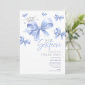 ブルーボウSweet sixteen招待状16誕生日 招待状 (スタンド正面)