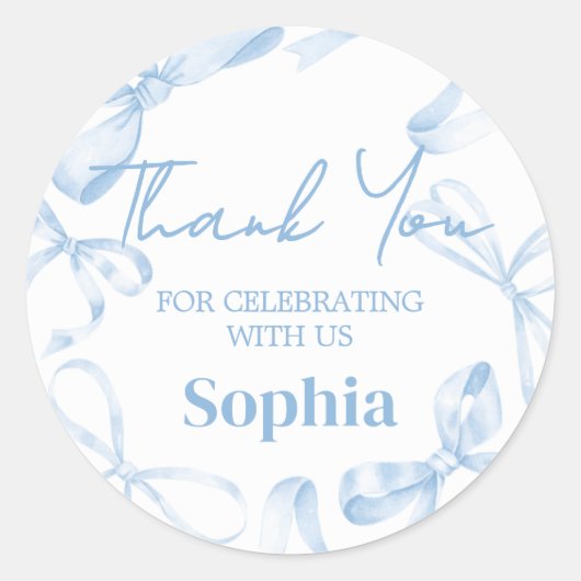 ブルーボウSweet sixteen誕生日 ラウンドシール (正面)