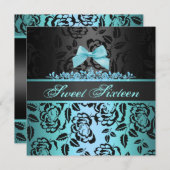 ブルーボエレガントウスイート16th誕生日招待状 招待状 (正面/裏面)