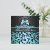 ブルーボエレガントウスイート16th誕生日招待状 招待状 (スタンド正面)