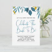 ブルーボエレガントタニカルブライダルシャワー招待 案内状 (スタンド正面)