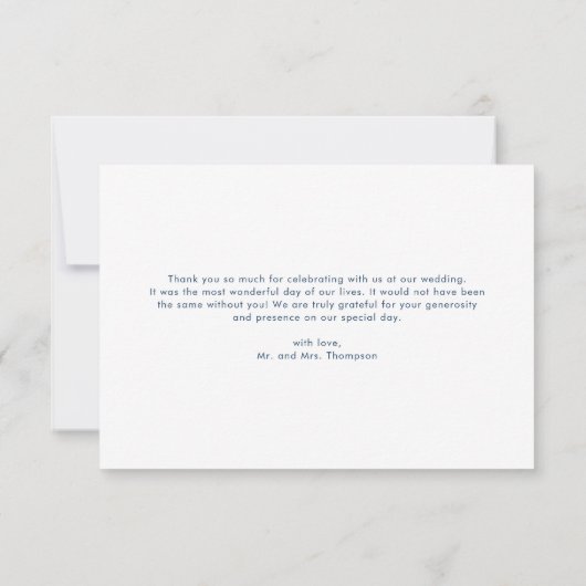 ブルーボエレガントタニカルブロケレース結婚ズ サンキューカード (裏面)