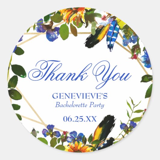 ブルーボエレガントホフローラバチェロレッテ感謝してい ラウンドシール (正面)