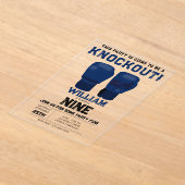 ブルーボクシング手袋子供の誕生日パーティーノックアウト アクリル招待状 (レイダウン)