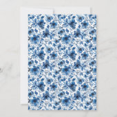 ブルーボクラシックタニカルエレガントフローラ結婚ズ 招待状 (裏面)