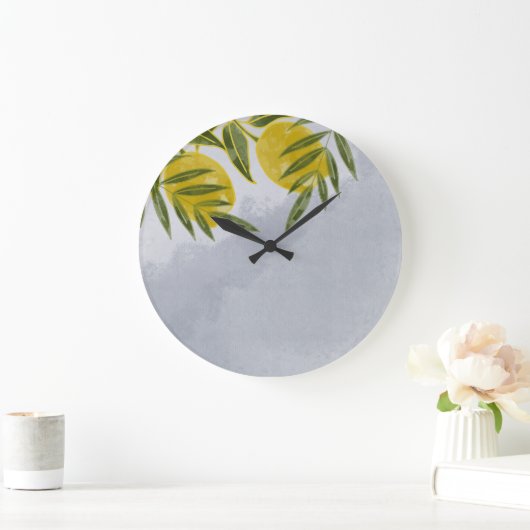 ブルーボタニエレガントカルレモン ラージ壁時計 (ホーム)