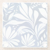 ブルーボタニカルウォーターの花の模様 ガラスコースター (裏面)