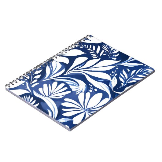 ブルーボタニカルウォーターの花の模様 ノートブック (左側)