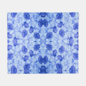 ブルーボタニカルウォーターカラーフローラフリースブランケット フリースブランケット (正面(横))