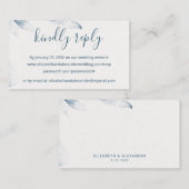 ブルーボタニカルウォーターシンプルカラーのオンラインRSVP エンクロージャーカード (正面/裏面)