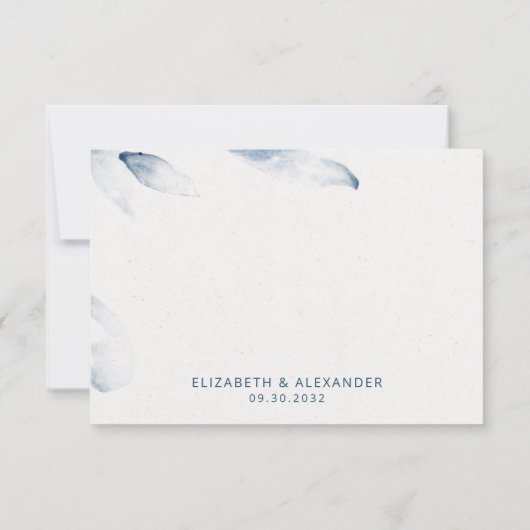 ブルーボタニカルウォーターシンプルカラー優雅な結婚式 出欠カード (裏面)