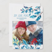 ブルーボタニカルクリスマスの写真と名前 シーズンカード (正面)