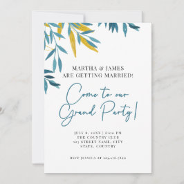 ブルーボタニカルグランドパーティーウェディング招待 招待状