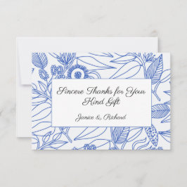 ブルーボタニカルパーソナライズされたフローラ結婚ズ サンキューカード
