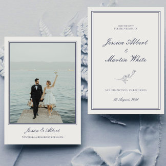 ブルーボタニカルビーチテーマの結婚式の写真 セーブザデート