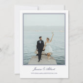 ブルーボタニカルビーチテーマの結婚式の写真 セーブザデート (裏面)