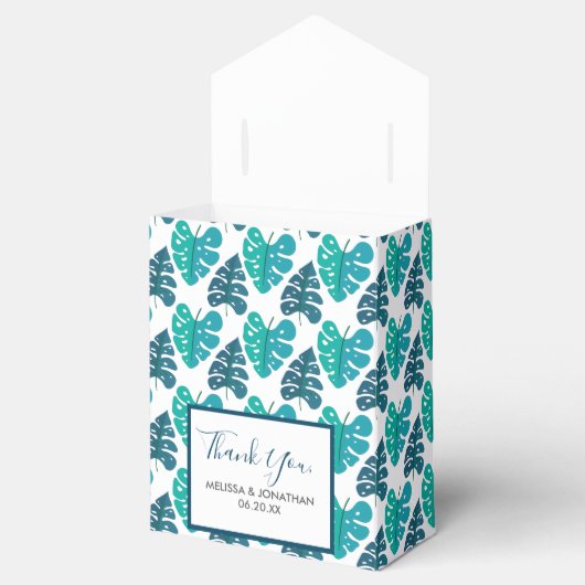 ブルーボタニカルビーチパーム結婚リーフ フェイバーボックス (オープン)