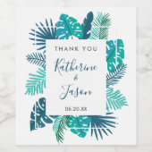 ブルーボタニカルビーチパーム結婚リーフ ワインラベル (シングルラベル)