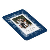 ブルーボタニカルフレームハッピーハヌカー写真 マグネット (右側)