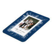 ブルーボタニカルフレームハッピーハヌカー写真 マグネット (左側)