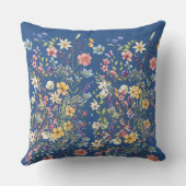 ブルーボタニカルフローラデザイン クッション (裏面)