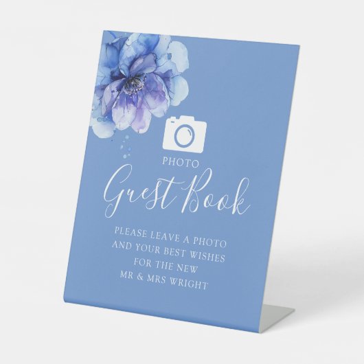 ブルーボタニカルフローラフォトゲストブック結婚ズ 台座サイン (正面)