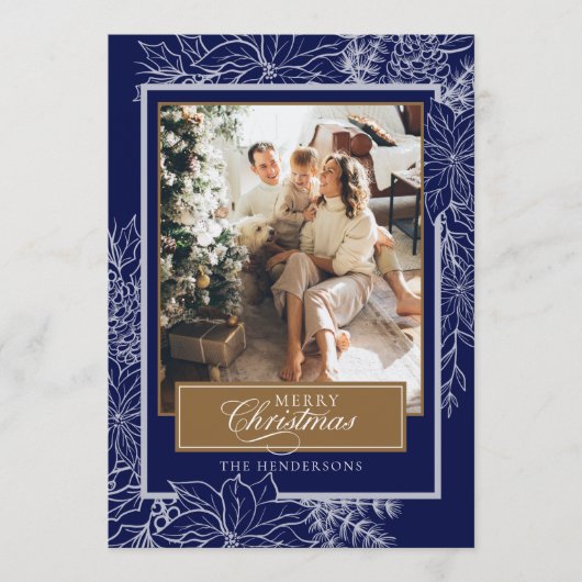 ブルーボタニカルメリークリスマスフォト シーズンカード (正面)