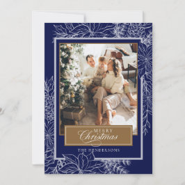 ブルーボタニカルメリークリスマスフォト シーズンカード