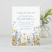 ブルーボタニカルワイルドフラワーブライダルシャワー 招待状 (スタンド正面)