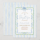 ブルーボタニカル洗礼招待状 男の子 名付け 招待状 (正面/裏面)