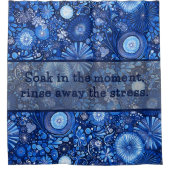 ブルーボタニカル絞りことわざシャワーカーテン シャワーカーテン (正面)