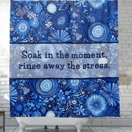 ブルーボタニカル絞りことわざシャワーカーテン シャワーカーテン