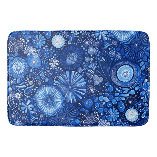 ブルーボタニカル絞り バスマット (正面)