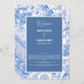 ブルーボタニカル花模様結婚の旅程 プログラム (正面/裏面)