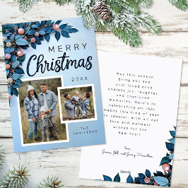 ブルーボタニカル2フォトクリスマスホリデーカード シーズンカード