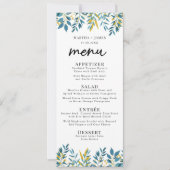 ブルーボタニッ結婚クのディナーメニューカード 招待状 (正面)