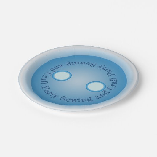 ブルーボタン裁縫とクラフトパーティー ペーパープレート (アングル)