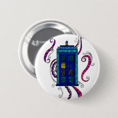 ブルーボックス-警察箱のデザインのボタンのバッジ 缶バッジ (正面&裏面)