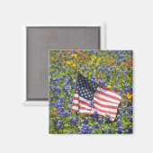 ブルーボネットの花畑の中のアメリカ国旗, マグネット (正面/裏面)