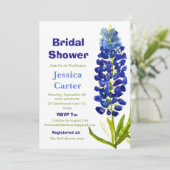 ブルーボネットフローラウォーターカラーボホブライダルシャワー 招待状 (スタンド正面)