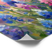 ブルーボネット抽象芸術フローラアート ポスター (角)