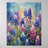 ブルーボネット抽象芸術フローラアート ポスター (正面)