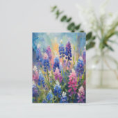 ブルーボネット抽象芸術フローラアート ポストカード (スタンド正面)