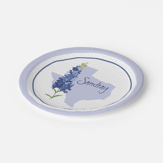 ブルーボパーソナライズされたネットテキサス州 ペーパープレート (アングル)